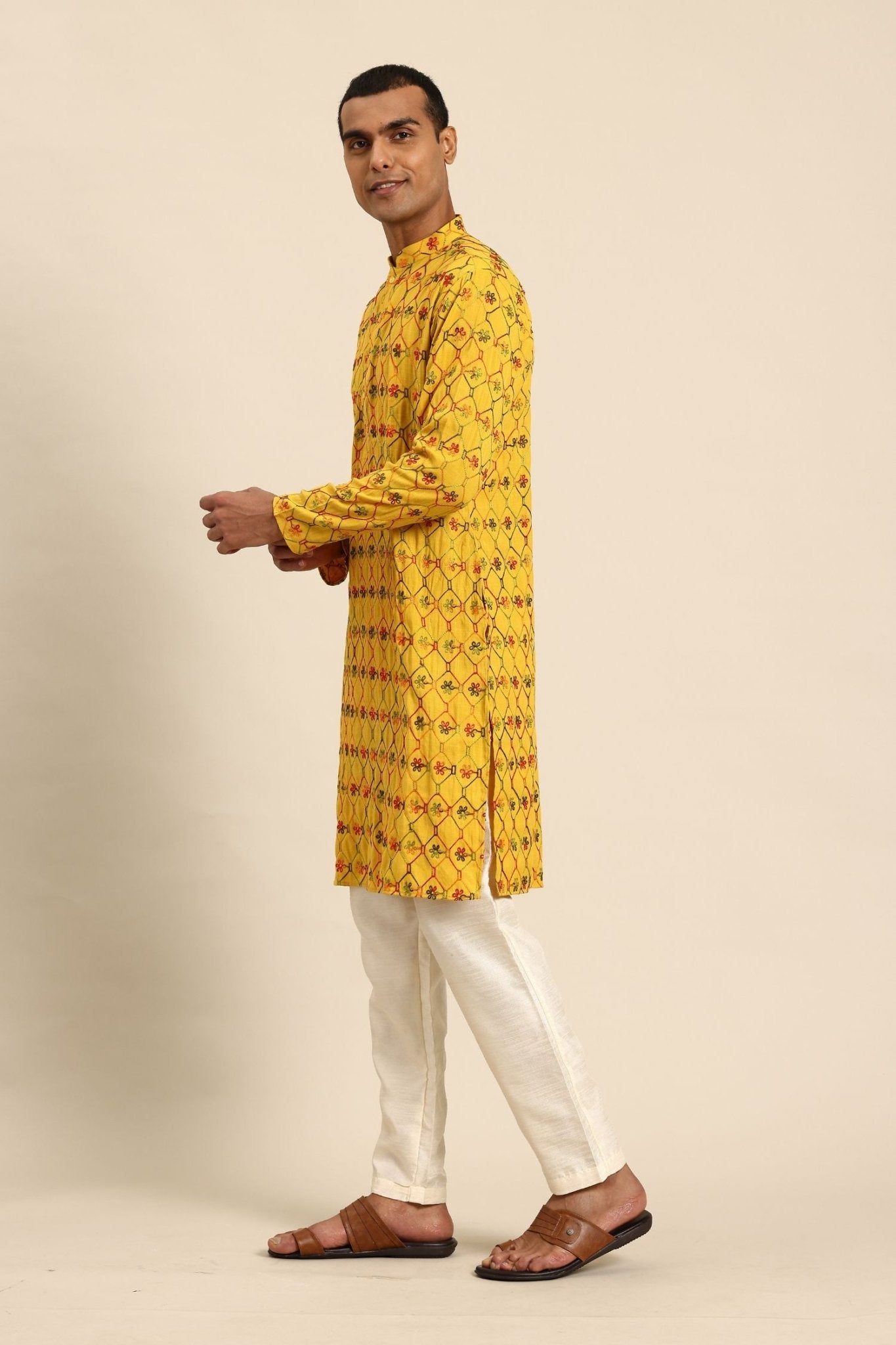Designer Short Kurta In Mustard Yellow - Simaaya