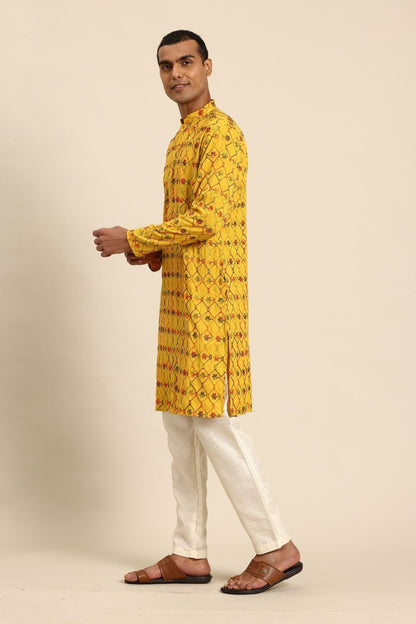 Designer Short Kurta In Mustard Yellow - Simaaya