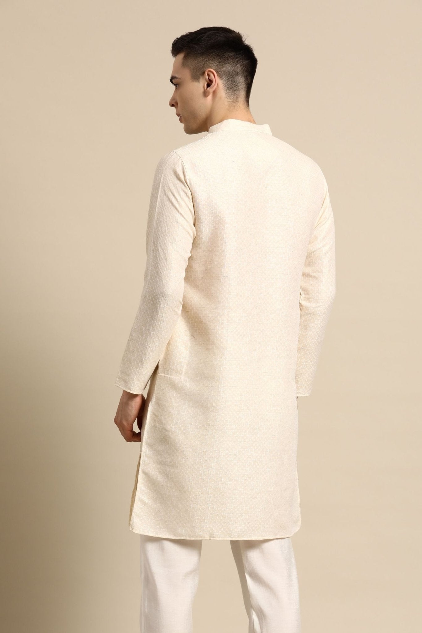 Designer Short Kurta In Off white - Simaaya