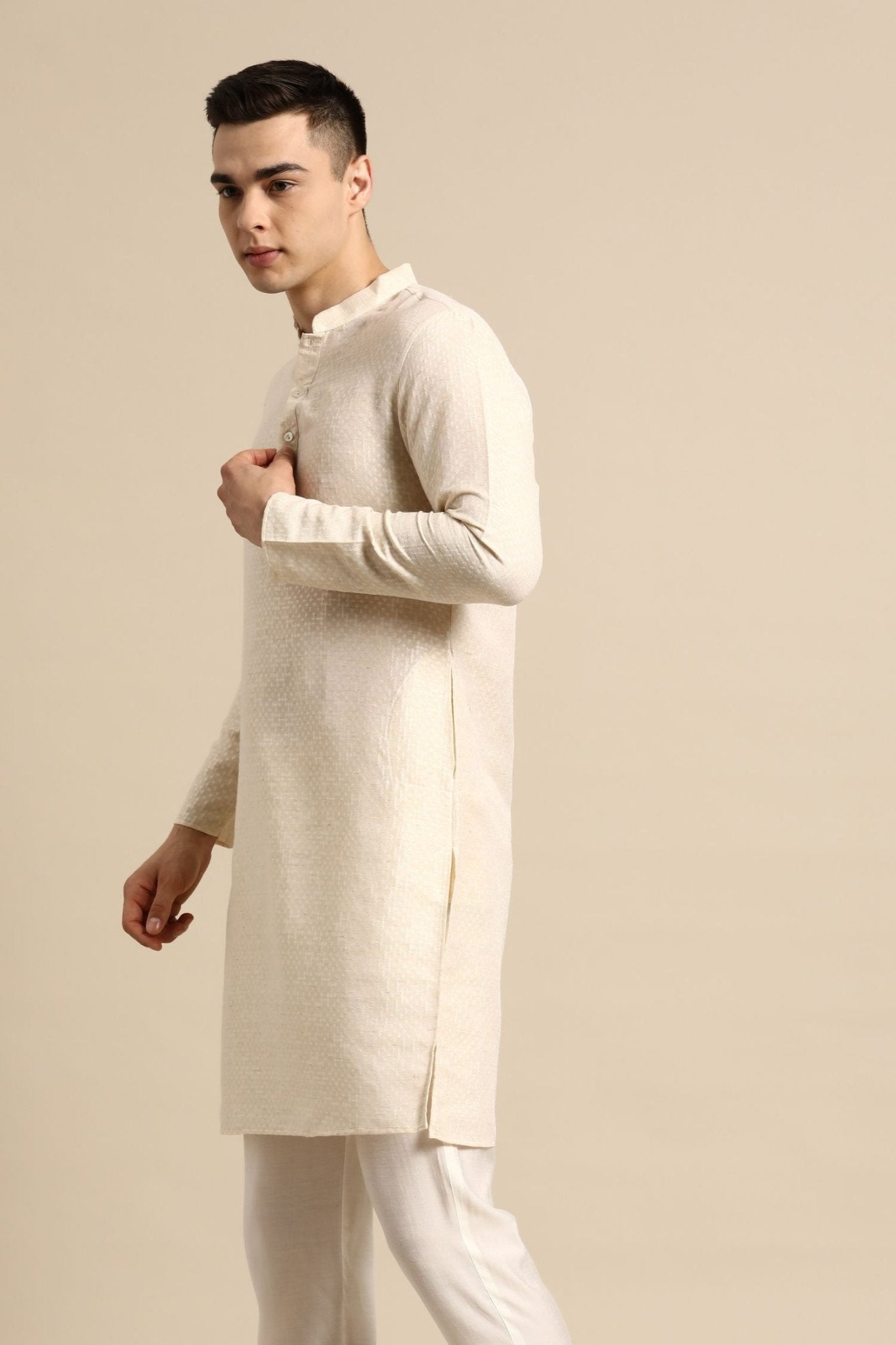 Designer Short Kurta In Off white - Simaaya