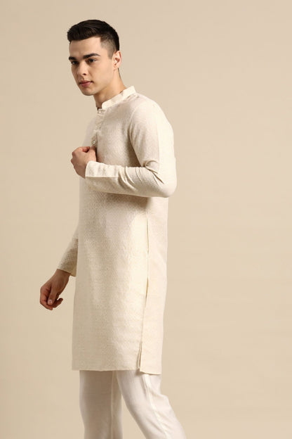 Designer Short Kurta In Off white - Simaaya