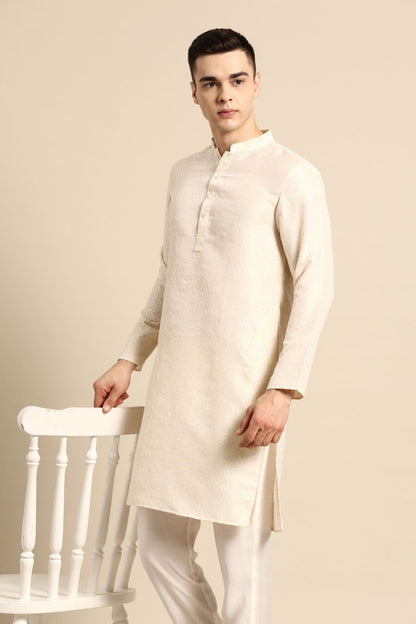Designer Short Kurta In Off white - Simaaya