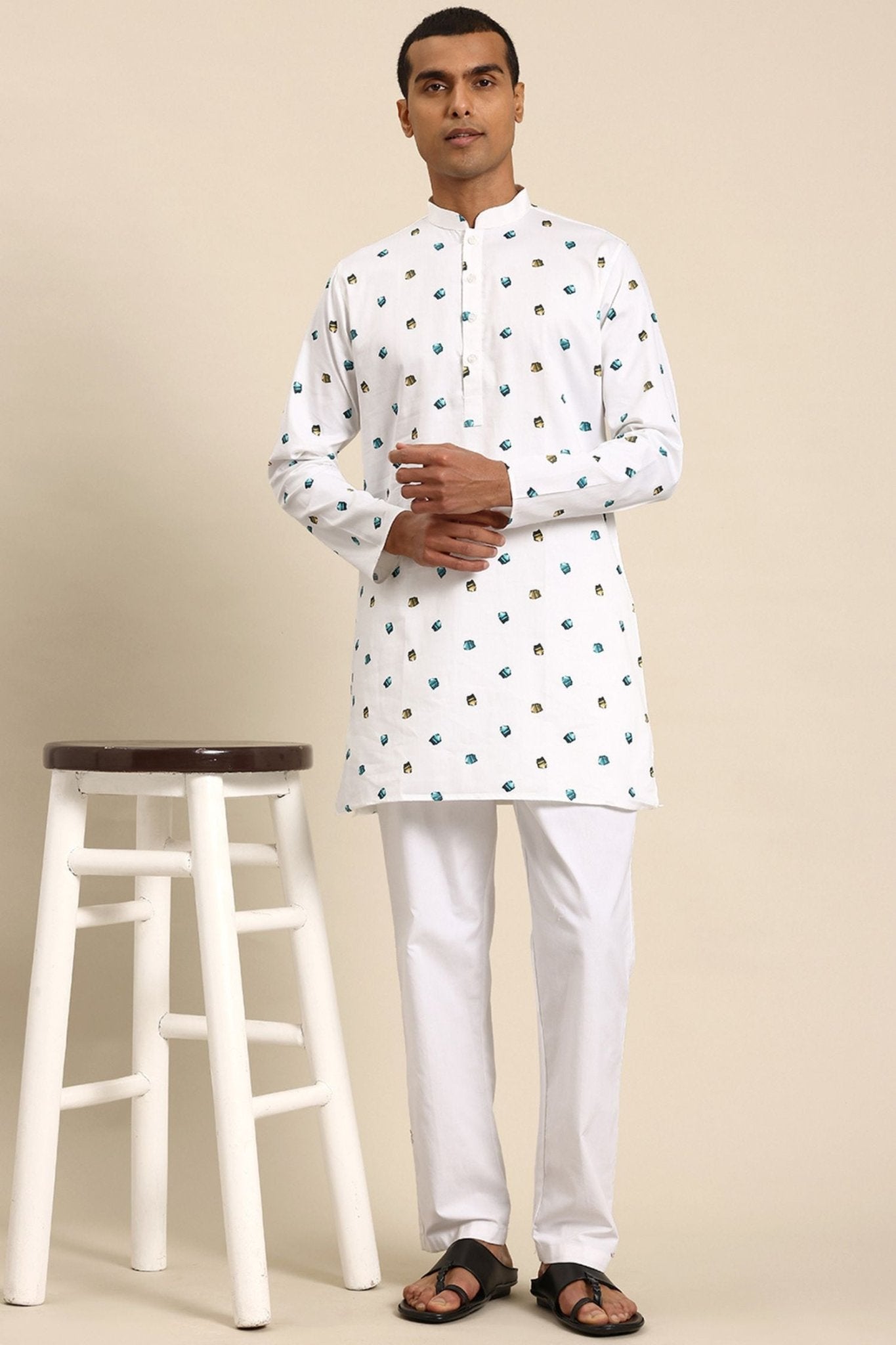 Designer Short Kurta In White - Simaaya