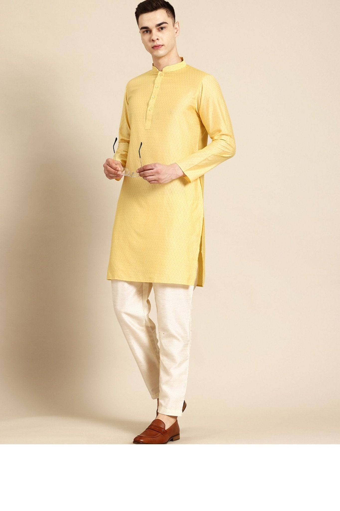 Designer Short Kurta In Yellow - Simaaya