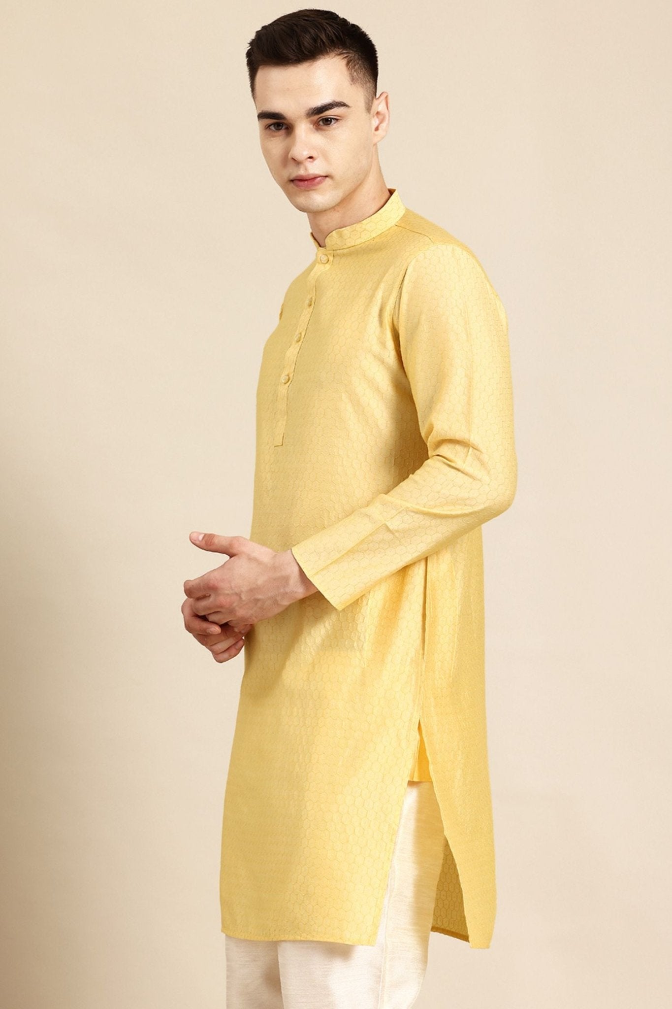 Designer Short Kurta In Yellow - Simaaya
