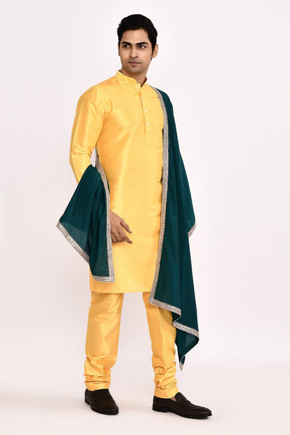 DESIGNER SILK KURTA SILK CHURIDAR & COTTON DUPATTA - Simaaya