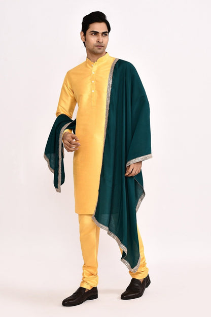 DESIGNER SILK KURTA SILK CHURIDAR & COTTON DUPATTA - Simaaya