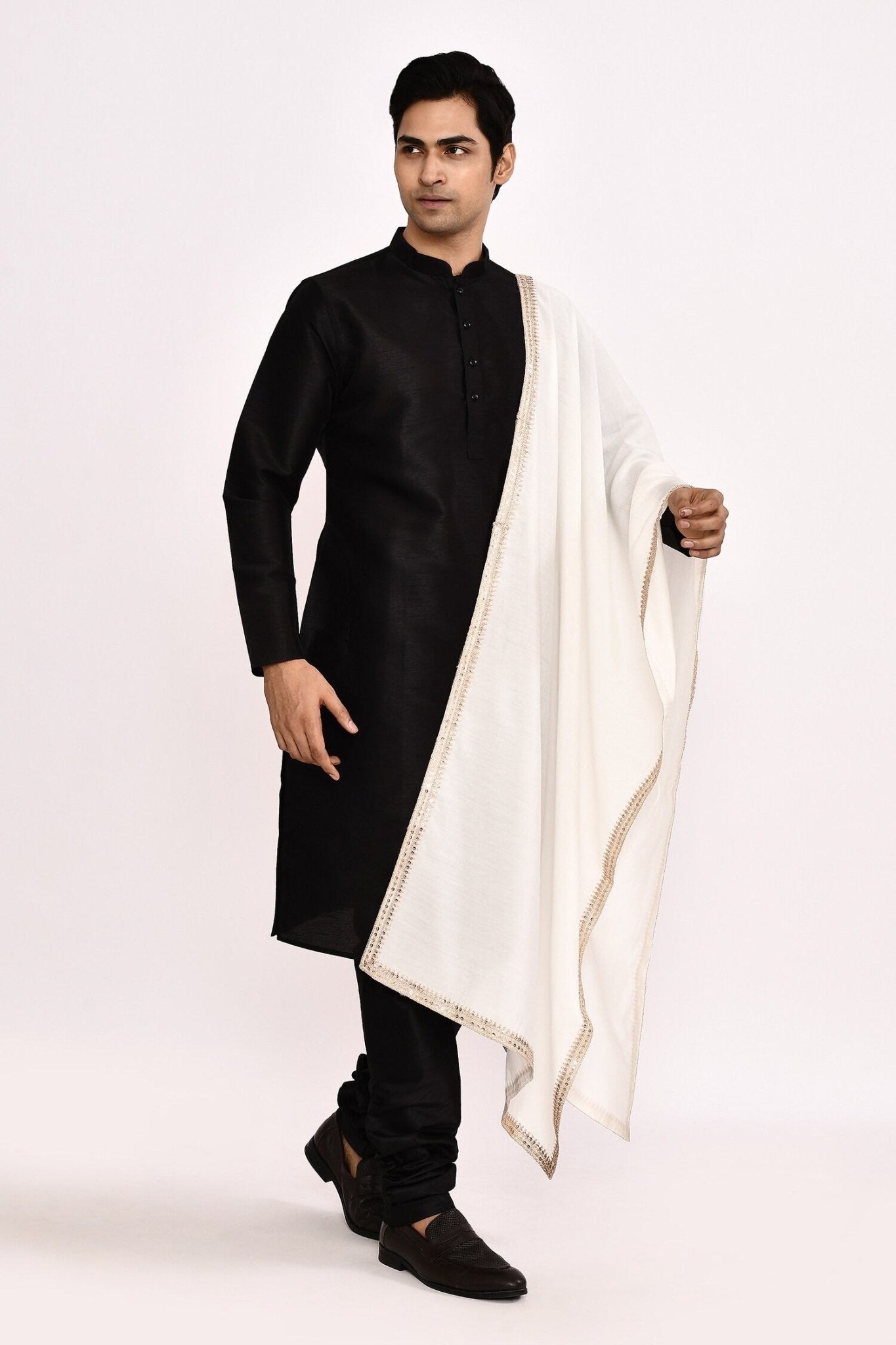 DESIGNER SILK KURTA SILK CHURIDAR & COTTON DUPATTA - Simaaya