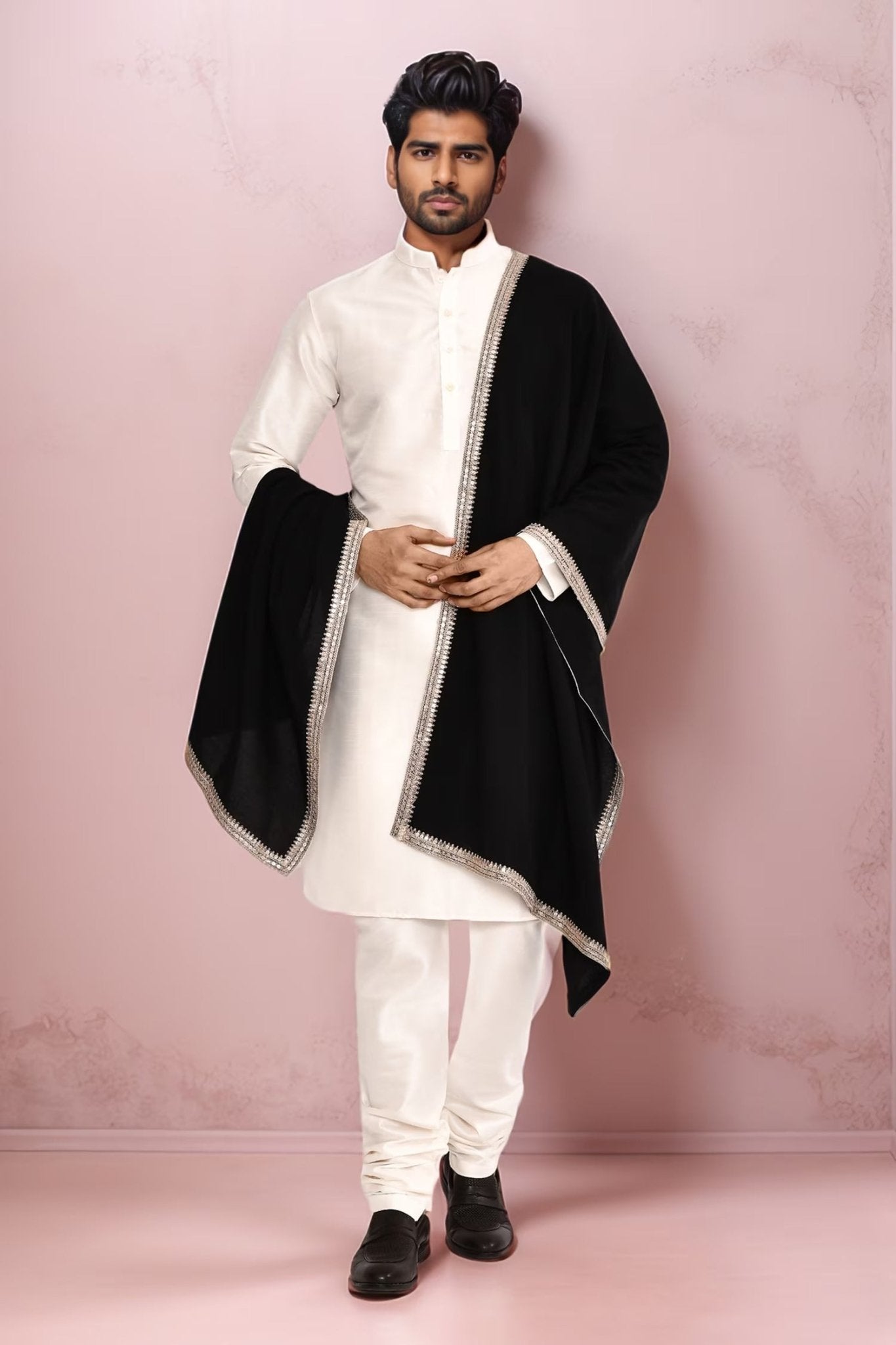 DESIGNER SILK KURTA SILK CHURIDAR & COTTON DUPATTA - Simaaya