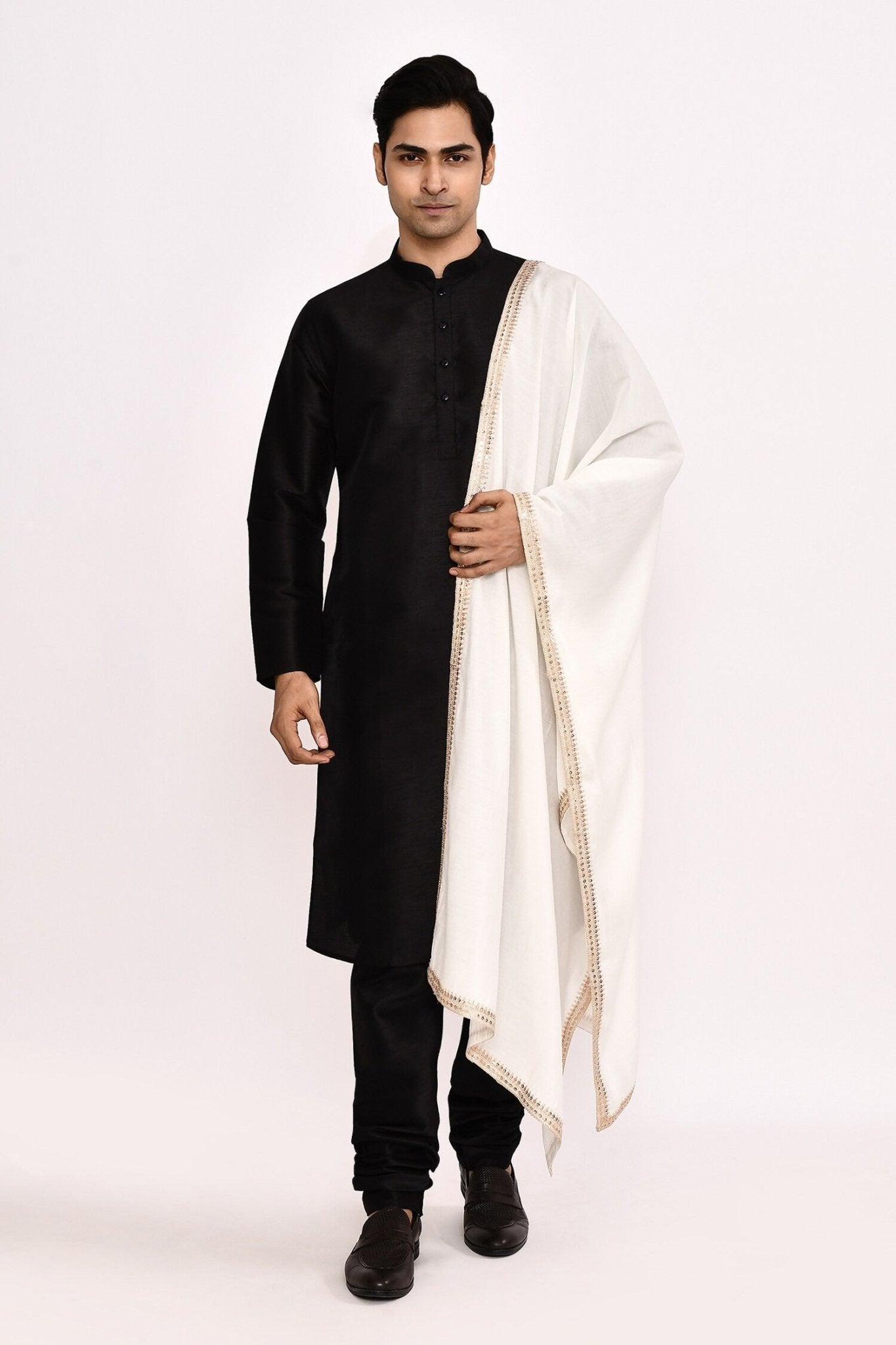 DESIGNER SILK KURTA SILK CHURIDAR & COTTON DUPATTA - Simaaya