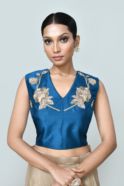 Designer Wear Beige Drape Saree Set - Simaaya