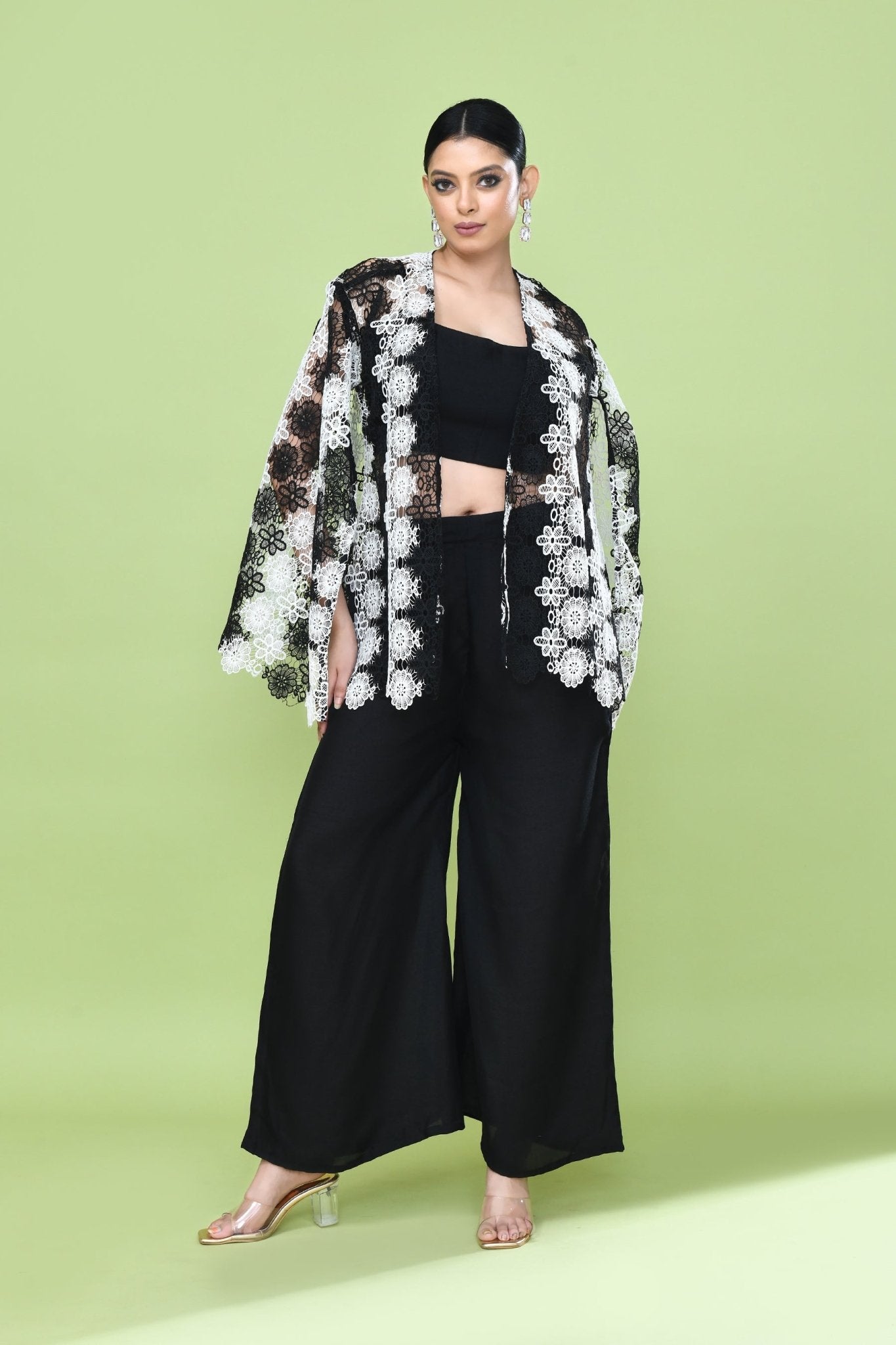 Designer Wear Black Palazzo Set with an Embellished Jacket - Simaaya