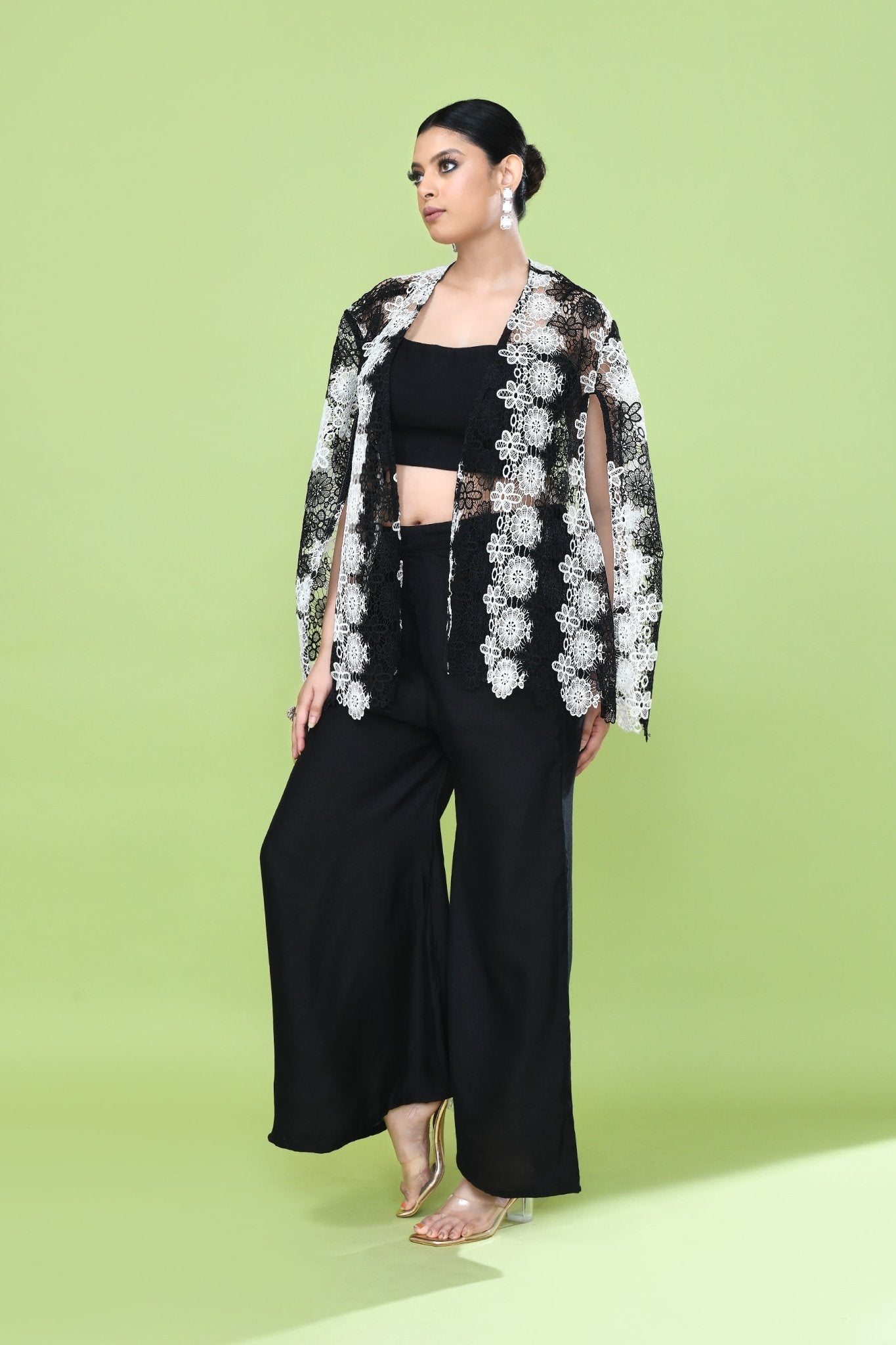 Designer Wear Black Palazzo Set with an Embellished Jacket - Simaaya