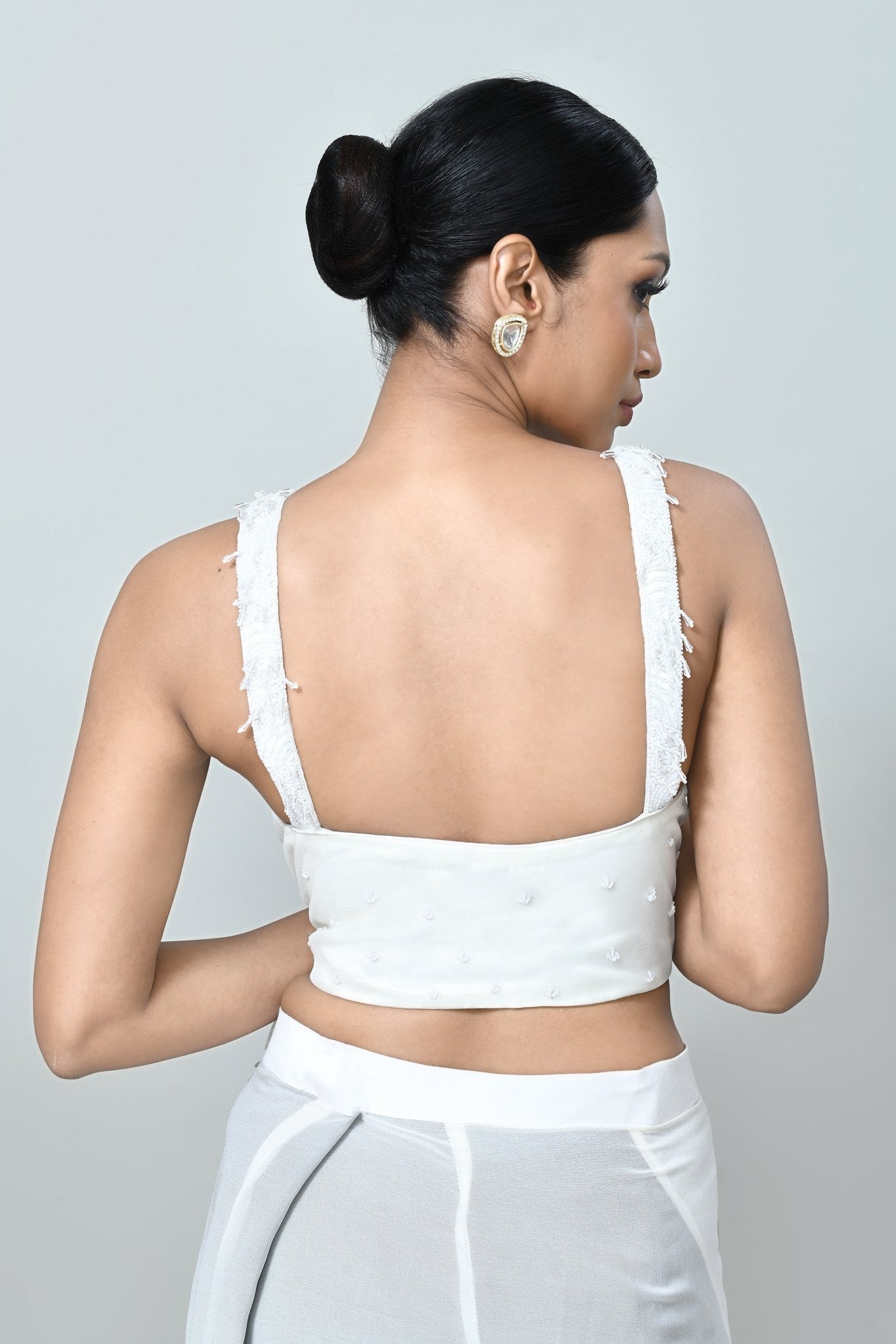 Designer Wear Black & White Georgette Drape Saree - Simaaya
