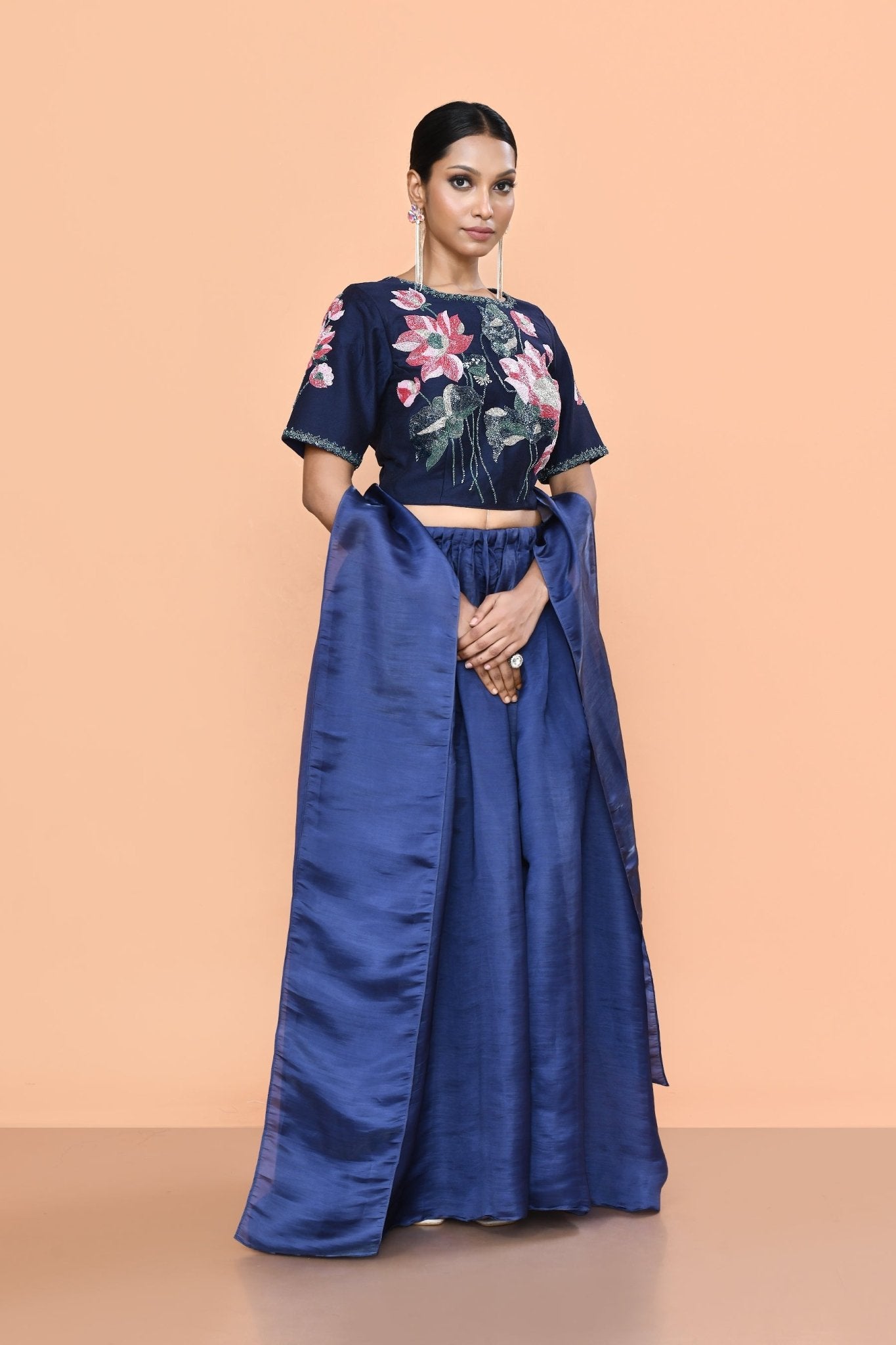 Designer Wear Blue Nova Silk Lehenga Set - Simaaya