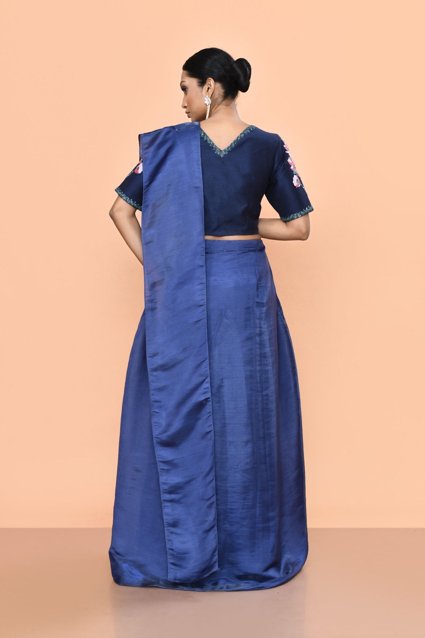 Designer Wear Blue Nova Silk Lehenga Set - Simaaya