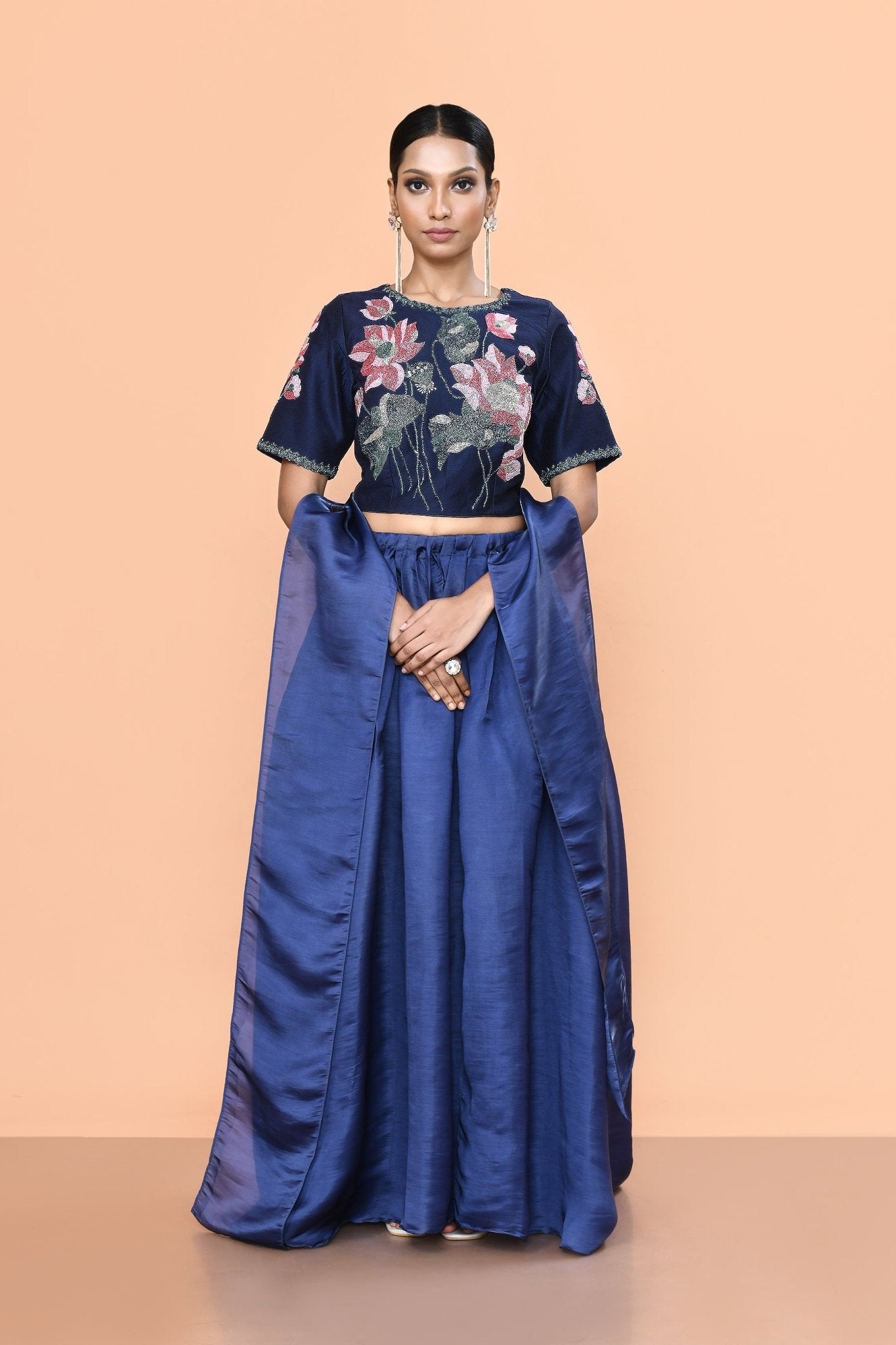 Designer Wear Blue Nova Silk Lehenga Set - Simaaya