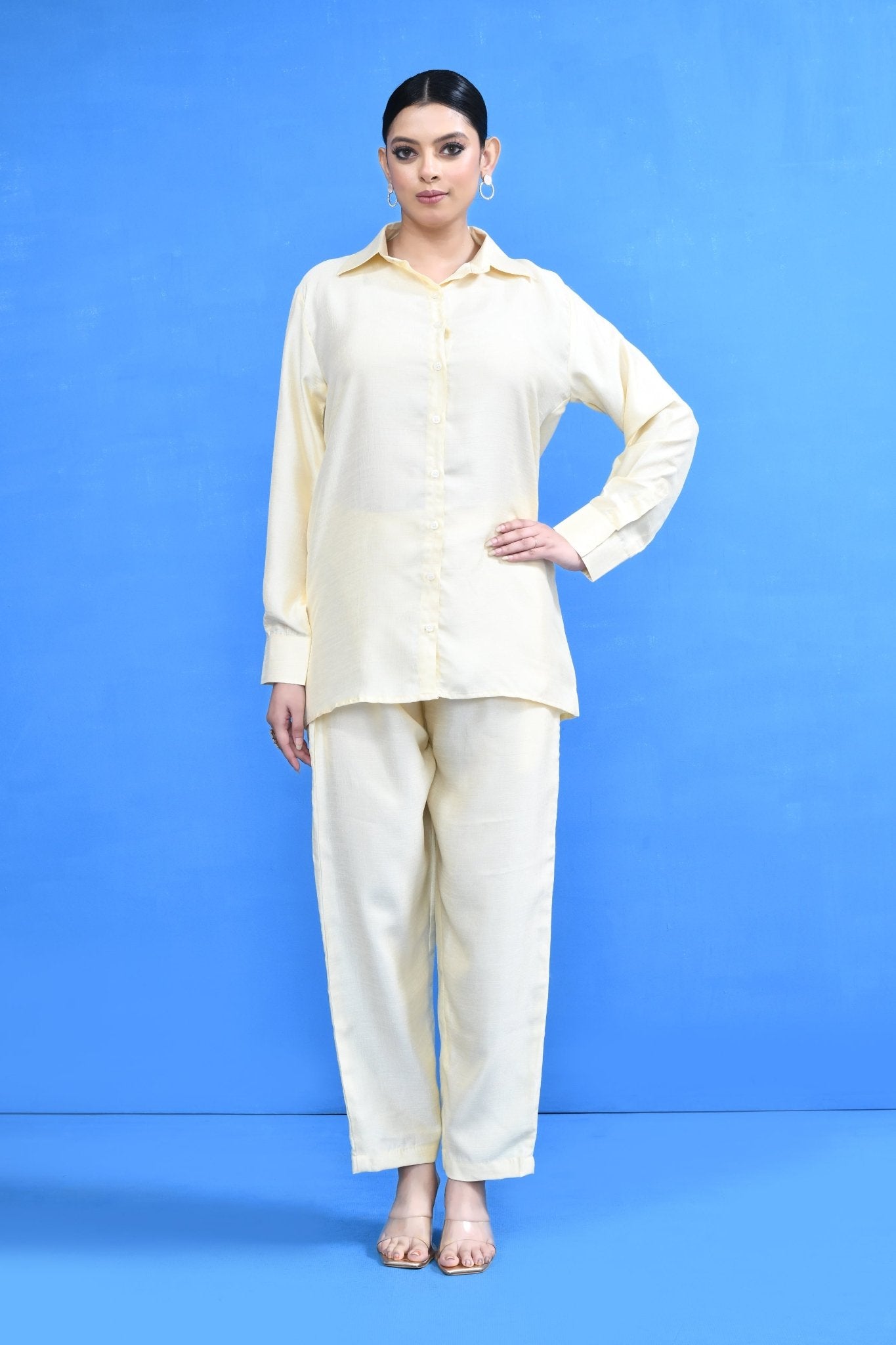 Designer Wear Cream Silk Co-Ord Set - Simaaya