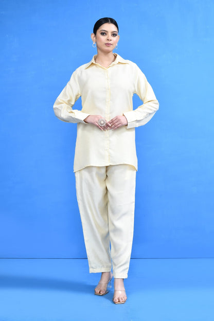 Designer Wear Cream Silk Co-Ord Set - Simaaya