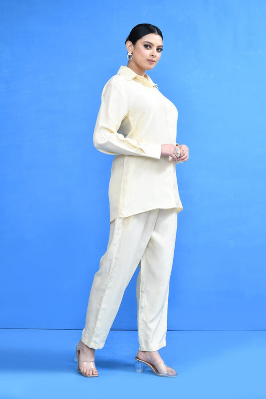 Designer Wear Cream Silk Co-Ord Set - Simaaya
