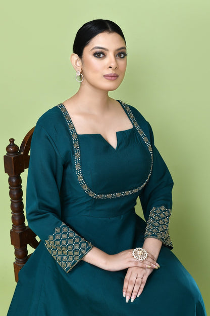 Designer Wear Green Gown - Simaaya