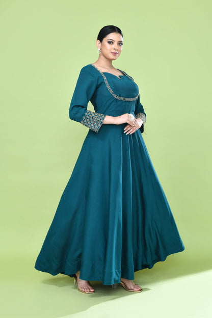 Designer Wear Green Gown - Simaaya