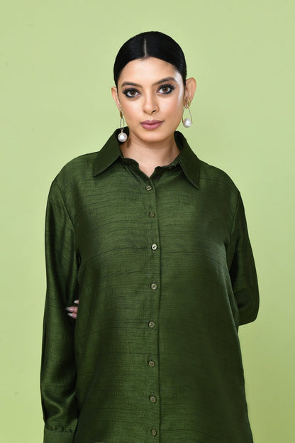 Designer Wear Green Silk Co - Ord Set - Simaaya