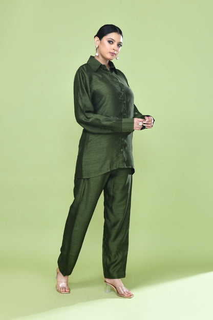 Designer Wear Green Silk Co - Ord Set - Simaaya