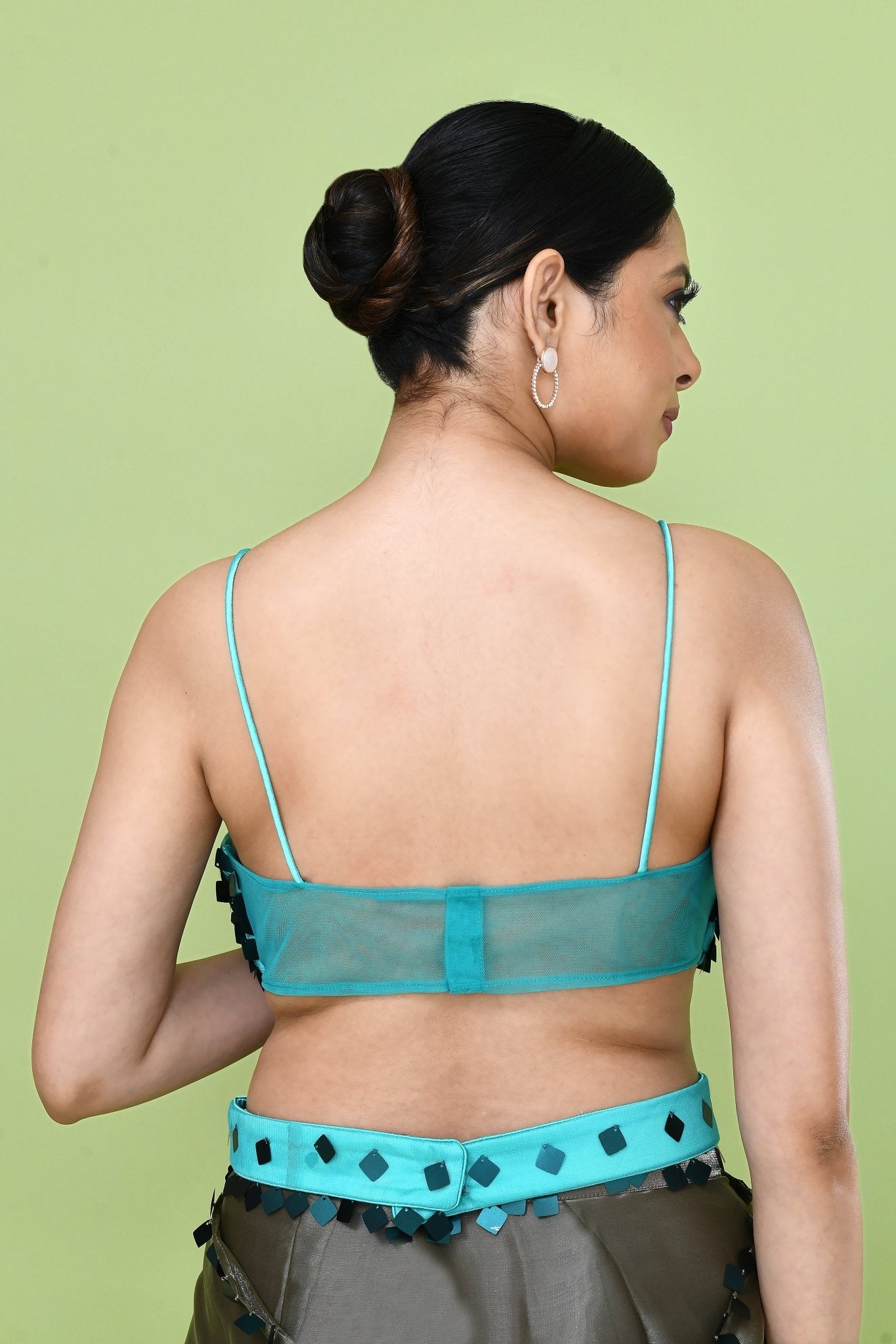Designer Wear Grey Glass Organza Drape Saree - Simaaya