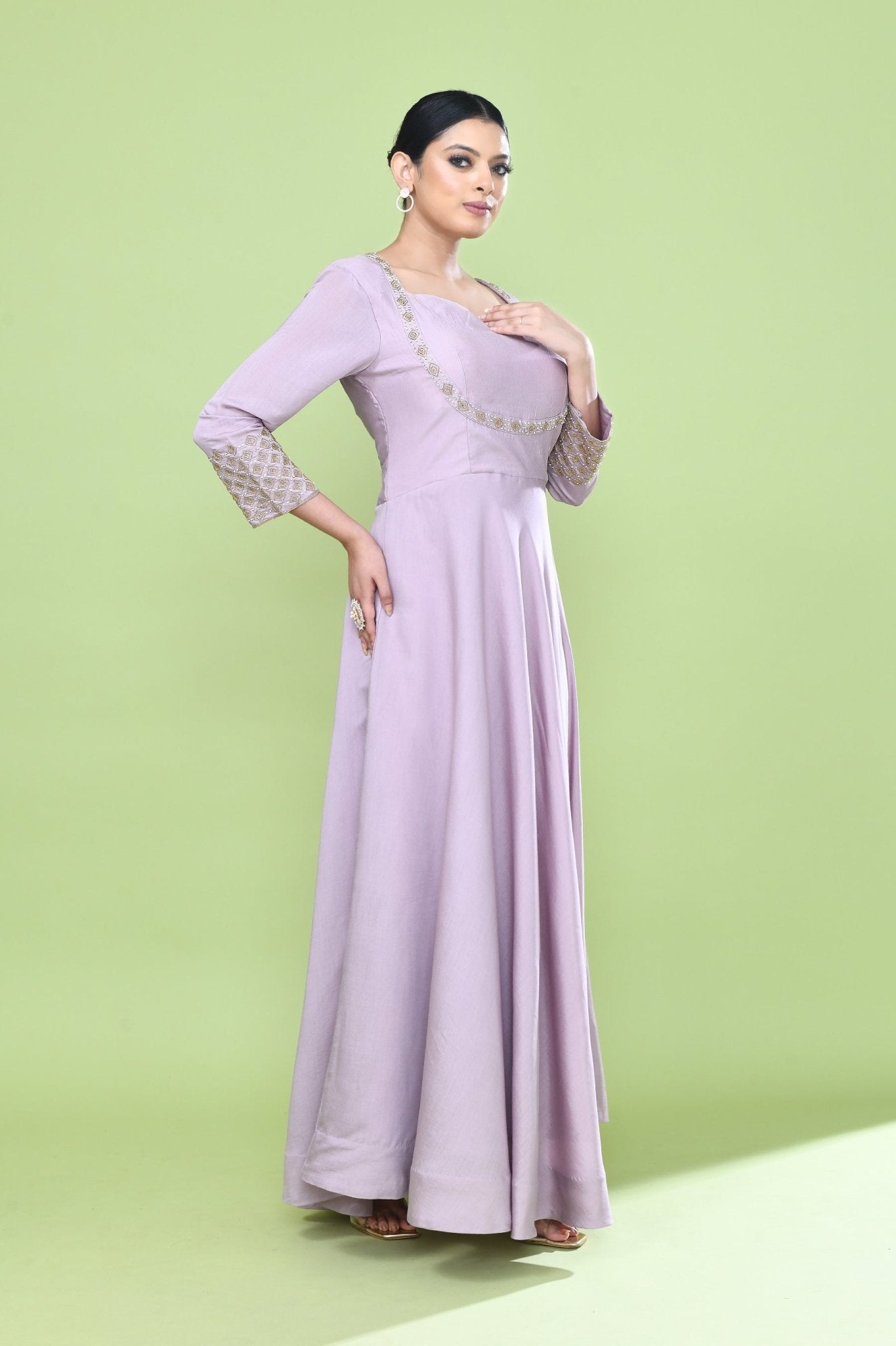 Designer Wear Lavender Gown - Simaaya