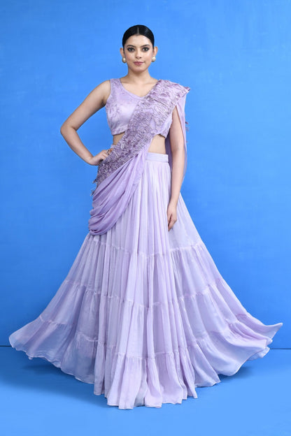 Designer Wear Lavender Lehenga Set - Simaaya
