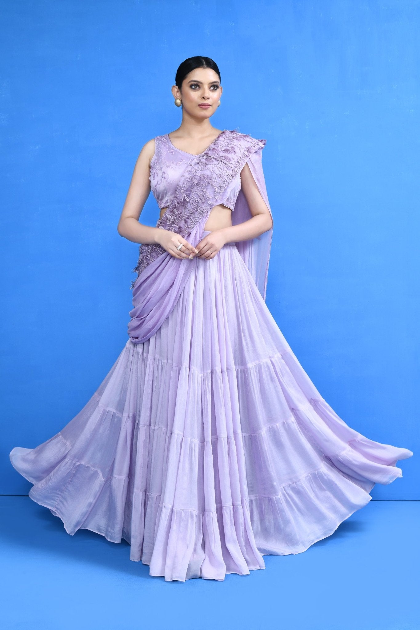 Designer Wear Lavender Lehenga Set - Simaaya