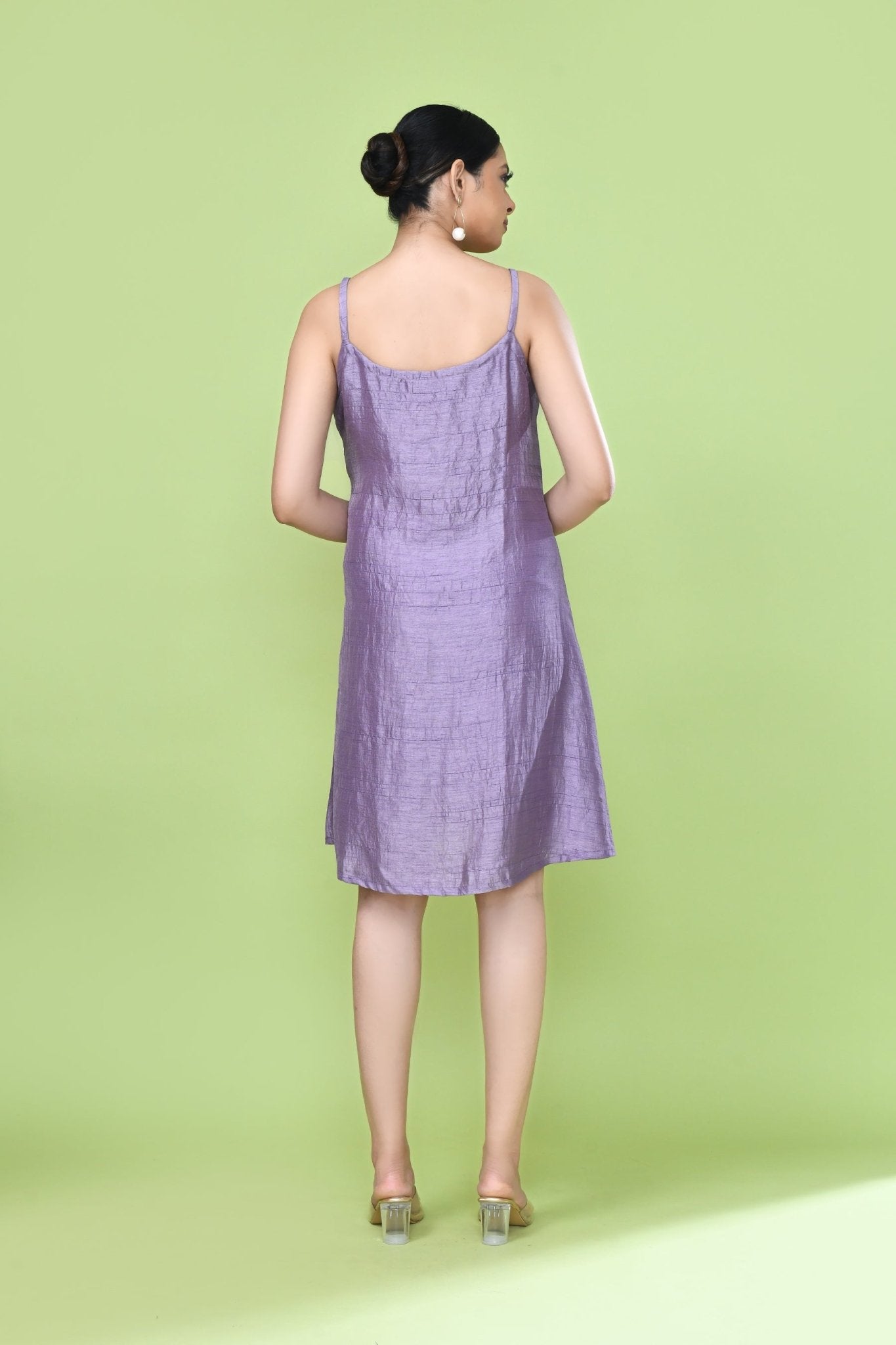 Designer Wear Lavender Silk Co-Ord Set Featuring Sleeveless Inner and Long Shirt Jacket - Simaaya
