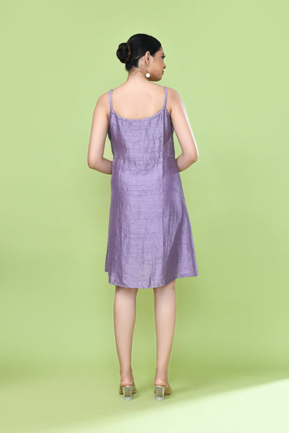 Designer Wear Lavender Silk Co-Ord Set Featuring Sleeveless Inner and Long Shirt Jacket - Simaaya