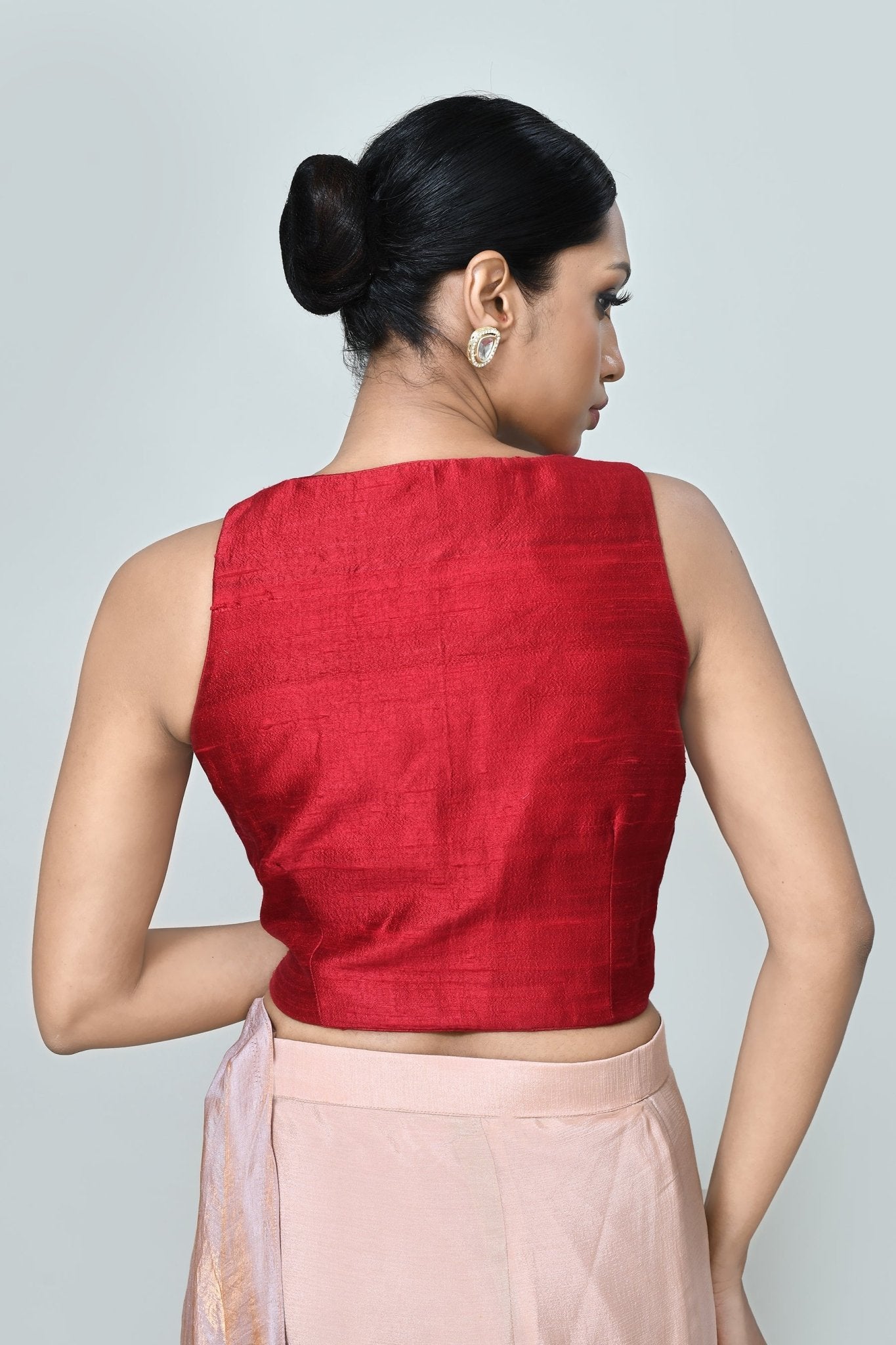 Designer Wear Metallic Pink Drape Saree Set - Simaaya