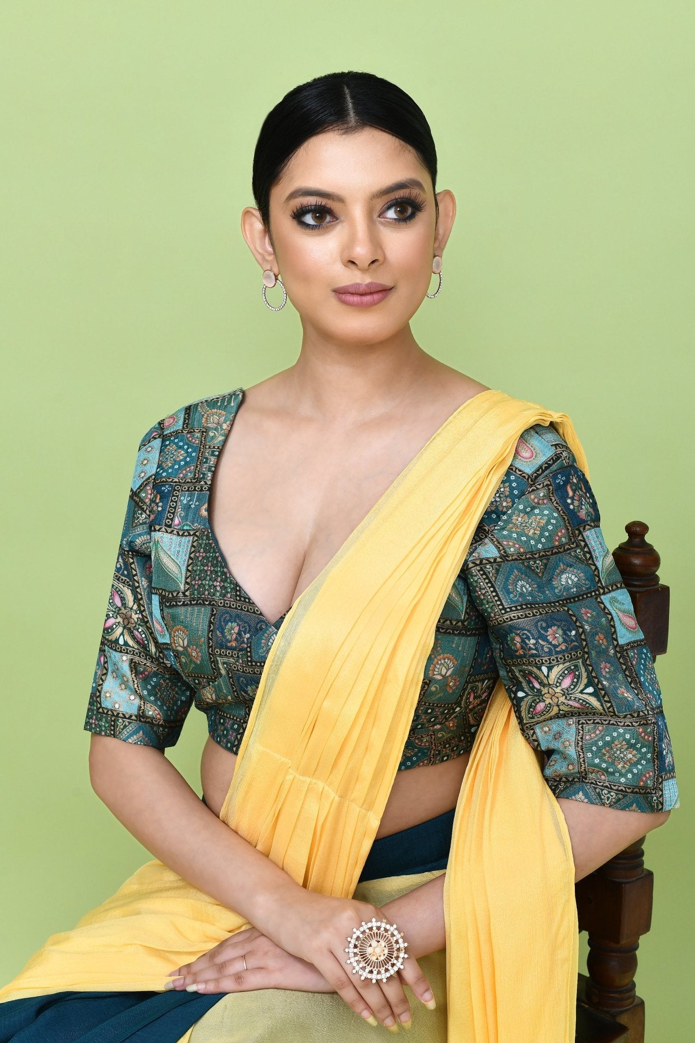 Designer Wear Multicolour Chinon Chiffon Drape Saree - Simaaya