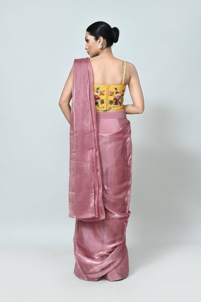 Designer Wear Onion Pink Drape Saree - Simaaya