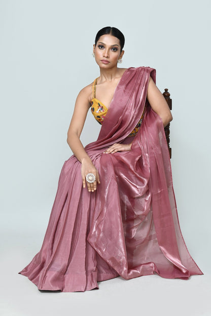 Designer Wear Onion Pink Drape Saree - Simaaya