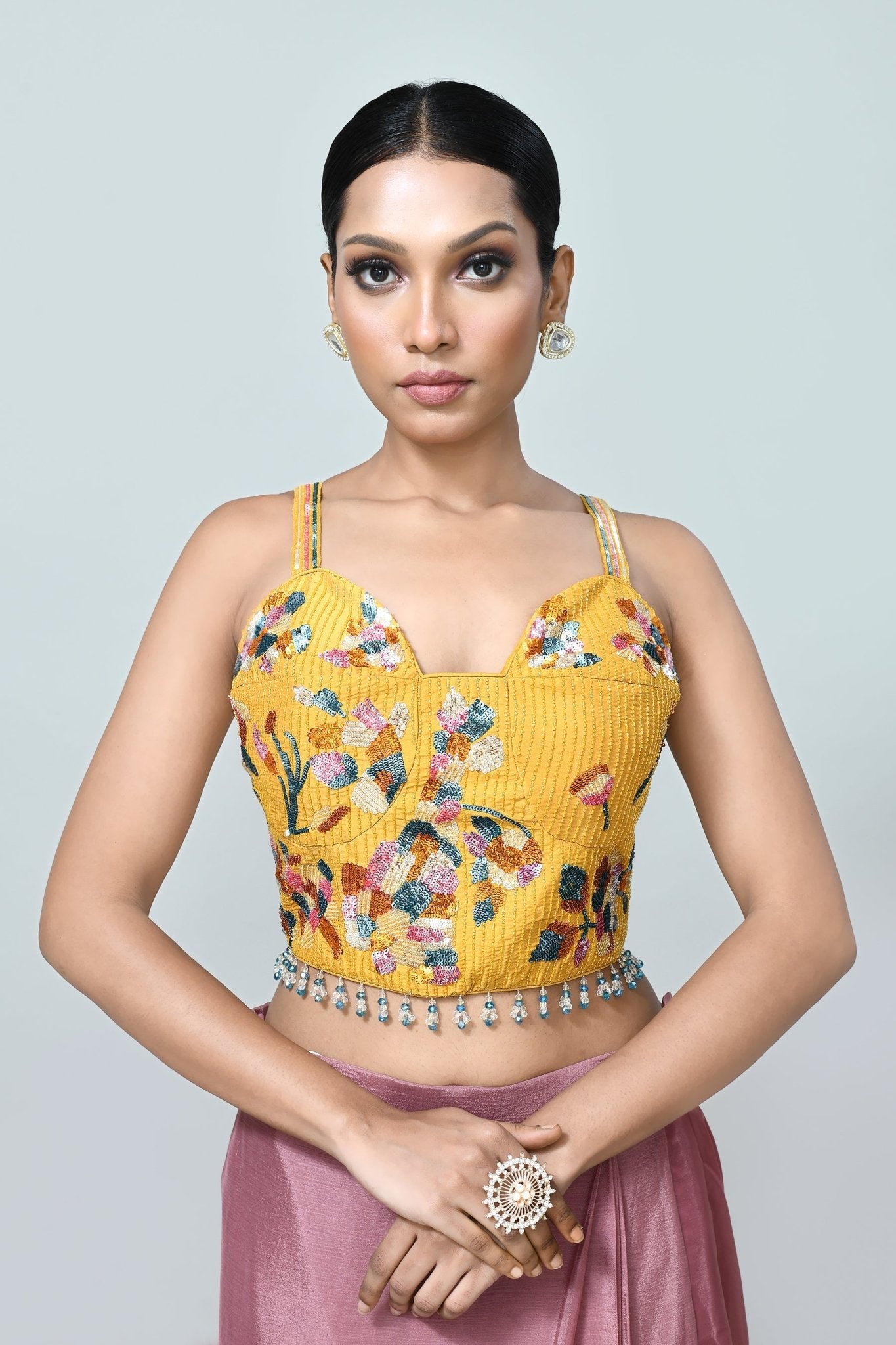 Designer Wear Onion Pink Drape Saree - Simaaya