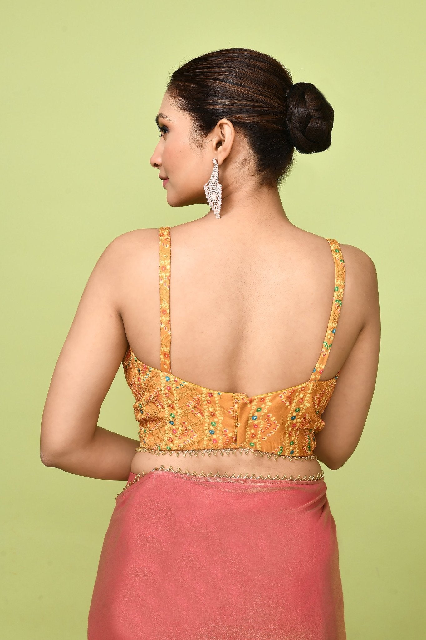 Designer Wear Peach Simmer Drape Saree - Simaaya