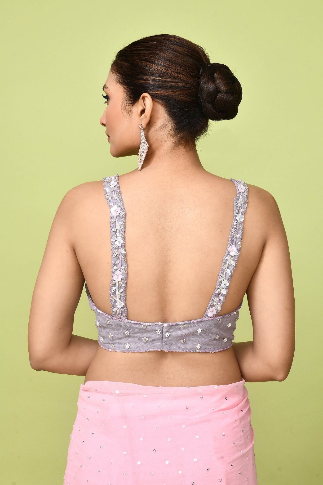 Designer Wear Pink Chinon Chiffon Drape Saree - Simaaya