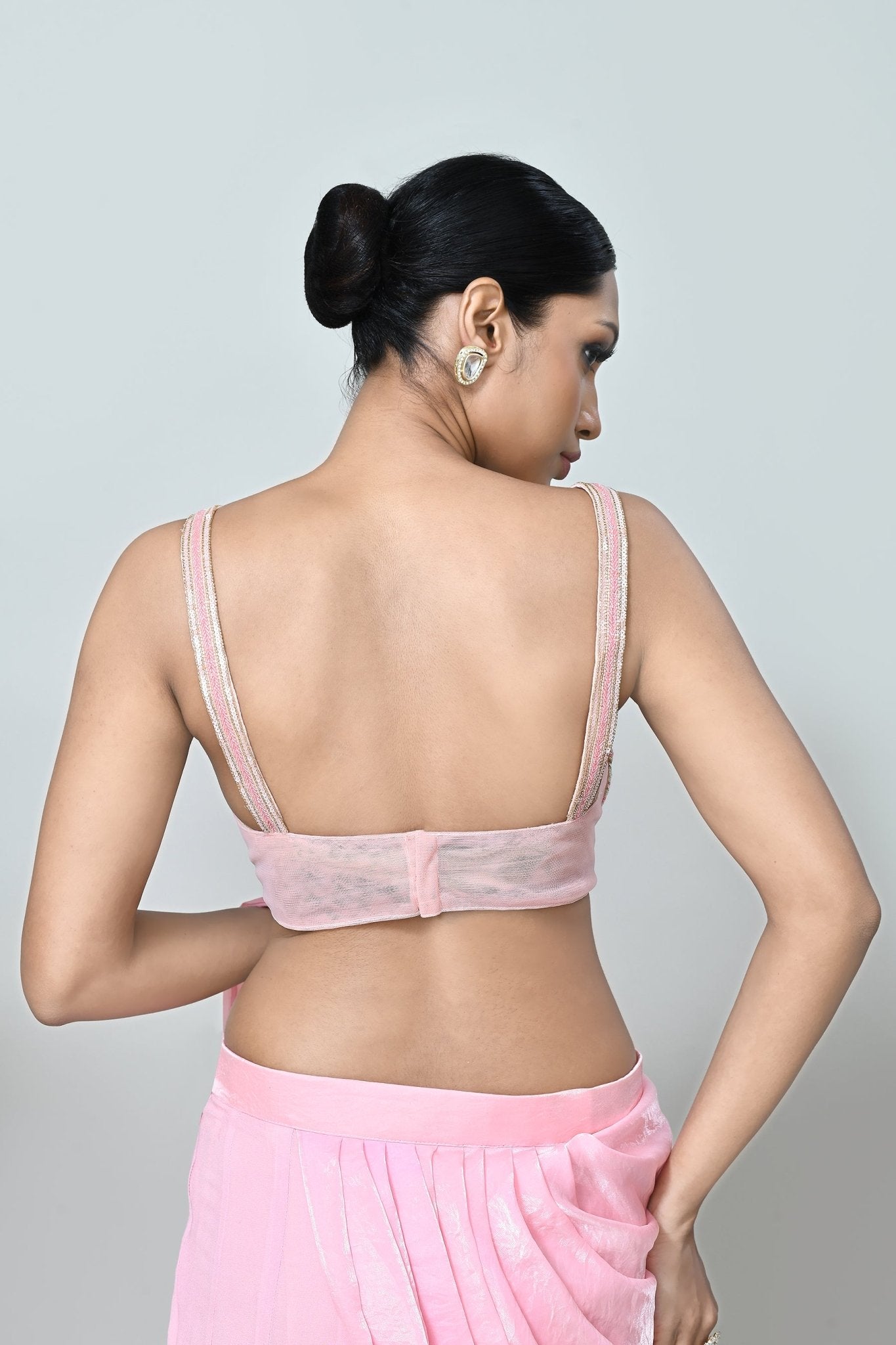 Designer Wear Pink Drape Saree - Simaaya
