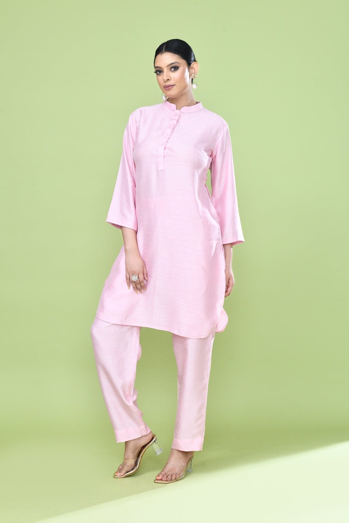 Designer Wear Pink Silk Co-Ord Set - Simaaya
