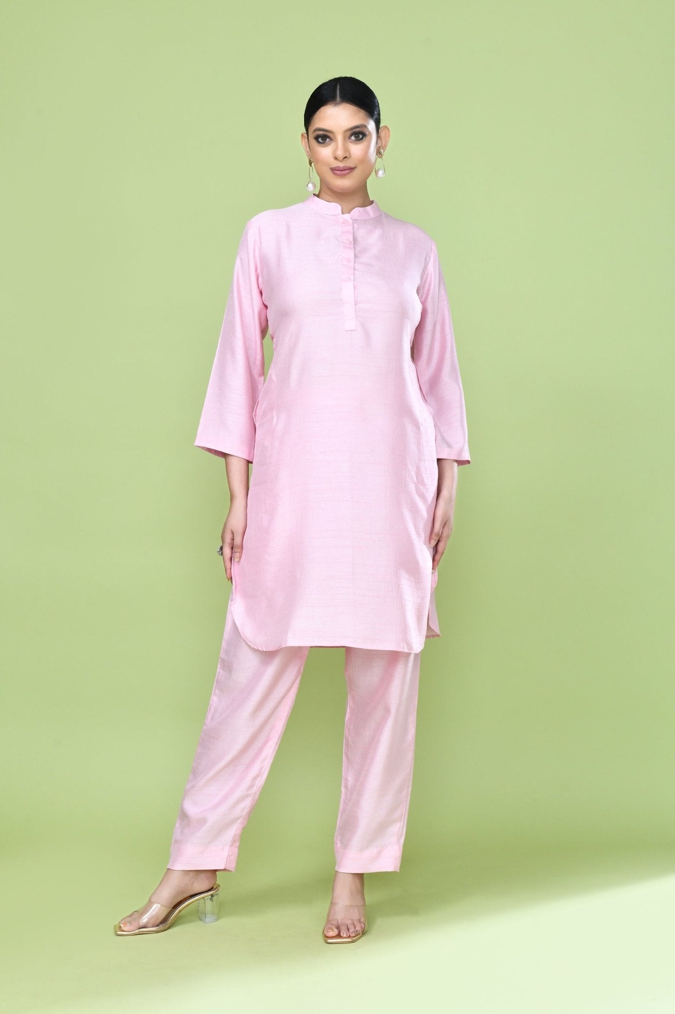 Designer Wear Pink Silk Co-Ord Set - Simaaya