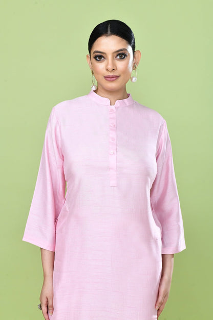 Designer Wear Pink Silk Co-Ord Set - Simaaya