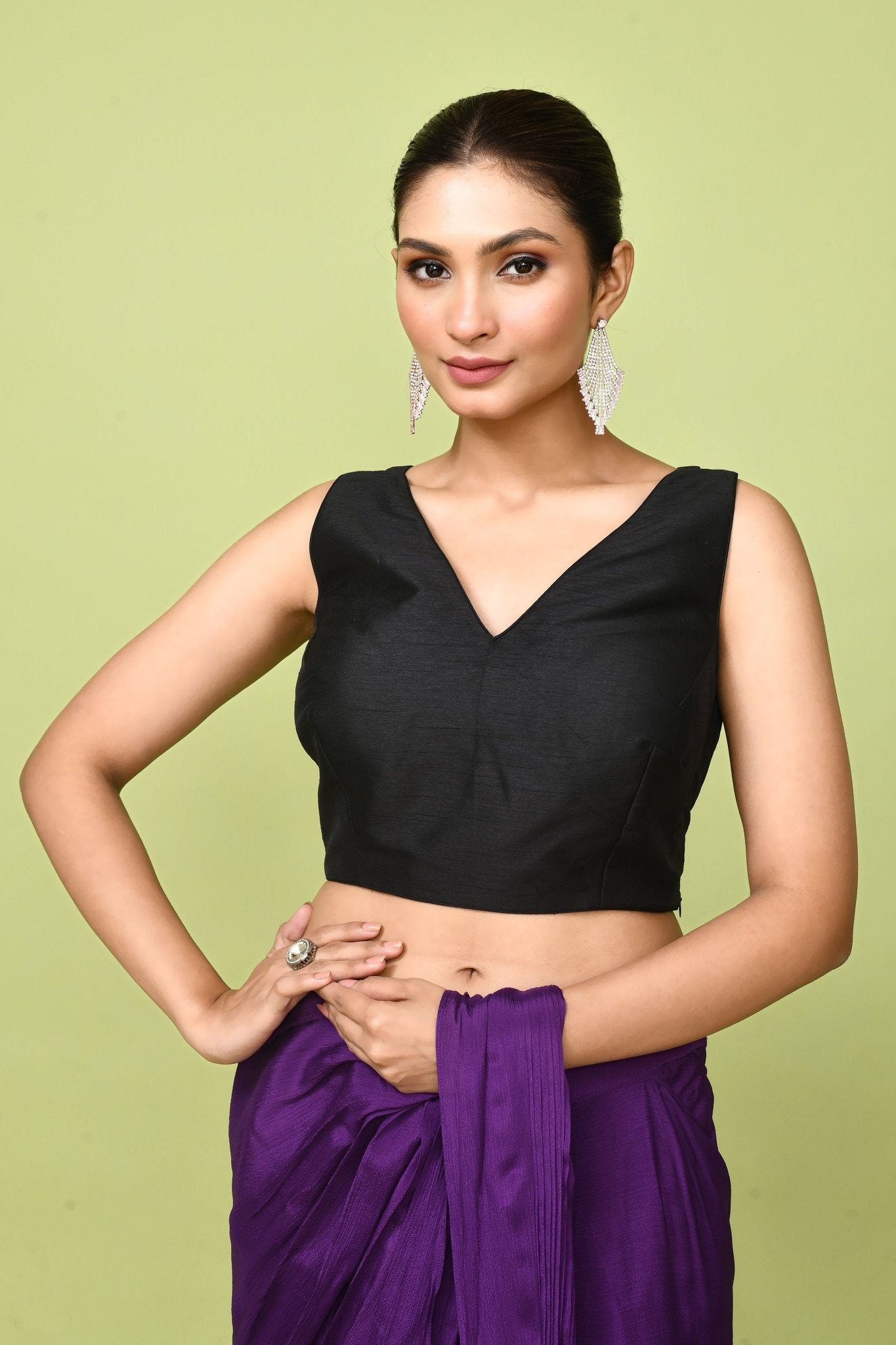 Designer Wear Purple Chinon Chiffon Drape Saree - Simaaya
