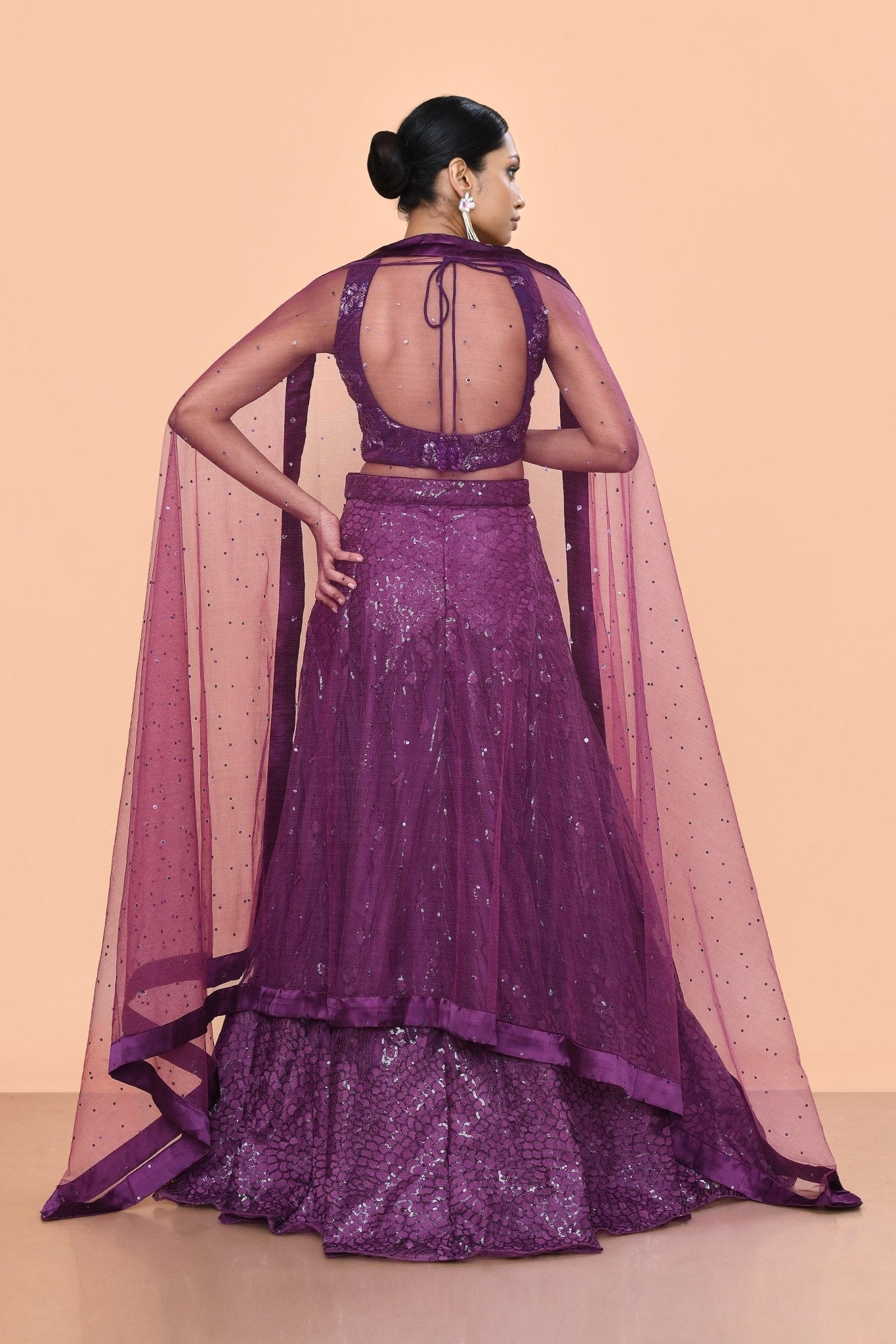 Designer Wear Purple Net Lehenga Set - Simaaya