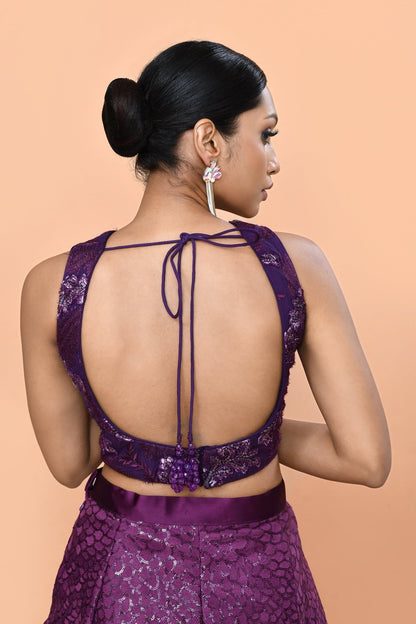 Designer Wear Purple Net Lehenga Set - Simaaya