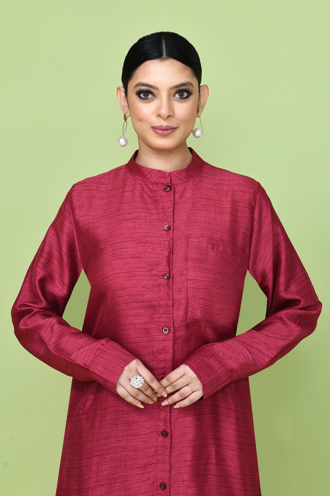 Designer Wear Red Silk Co - Ord Set - Simaaya