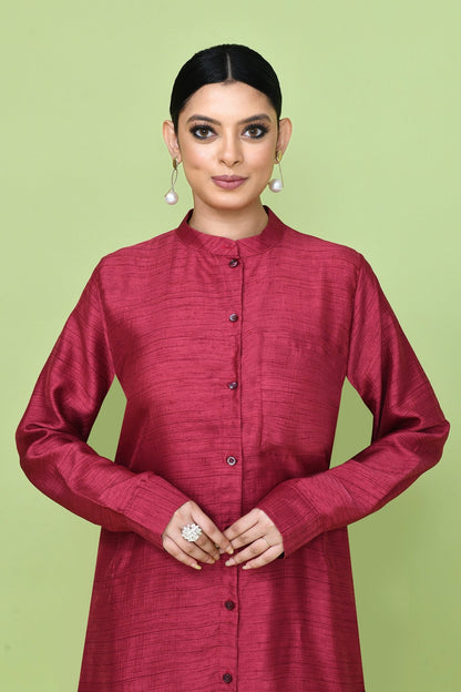 Designer Wear Red Silk Co - Ord Set - Simaaya